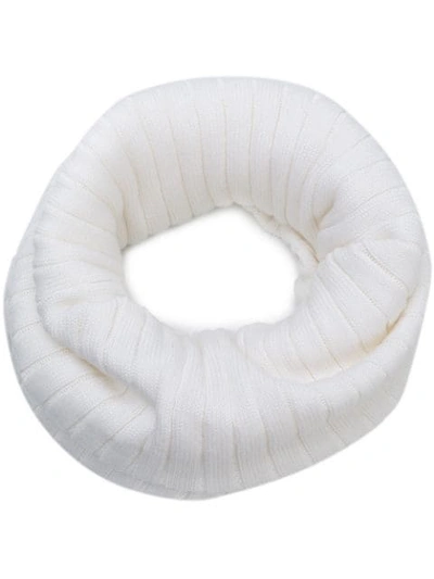Courrèges Rib Knit Collar Scarf In White