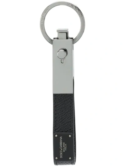 Dolce & Gabbana Logo Plaque Keyring In Black