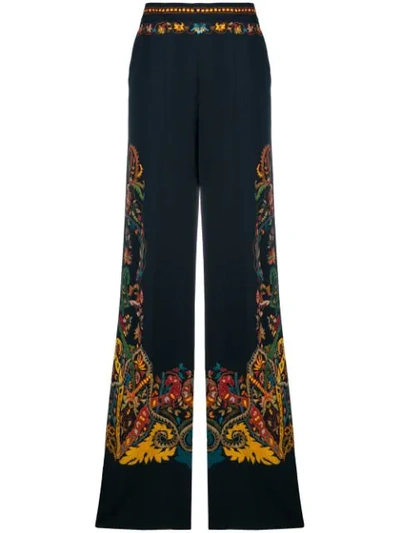 Etro Embroided Flared Trousers - Black