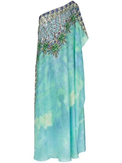Kimberly Mcdonald One-shoulder Jewel Print Silk Kaftan Gown - Unavailable In Multicoloured