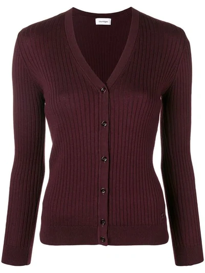 Courrèges Rib Knit Fitted Cardigan In Red