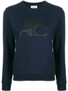 Courrèges Logo Print Sweatshirt In Blue