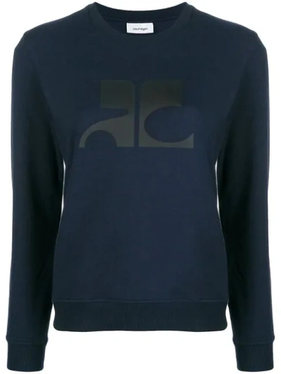 Courrèges Logo Print Sweatshirt In Blue