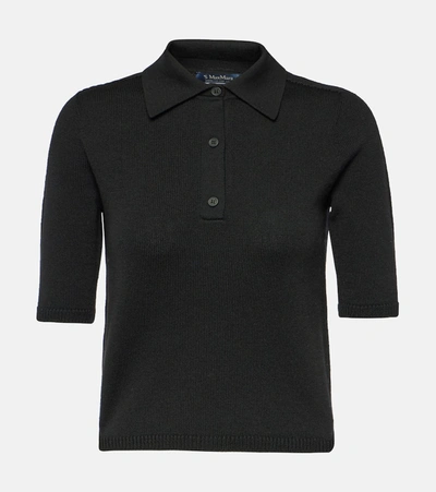 S Max Mara Gemma Knitted Wool Polo Shirt In Black