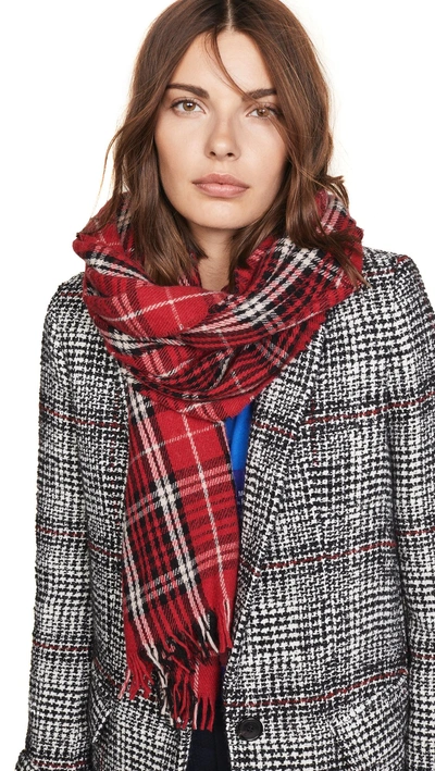 Isabel Marant Isidore Color Checks Scarf In Red