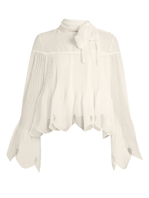 See By Chloé Pleated Crepe Blouse In Ivory | ModeSens