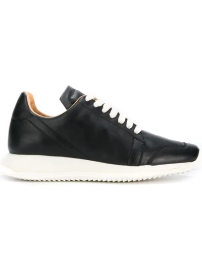 Rick Owens Oblique Leather Trainers In Black