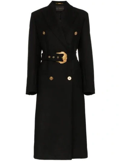Versace Black Wool Double Brested Coat
