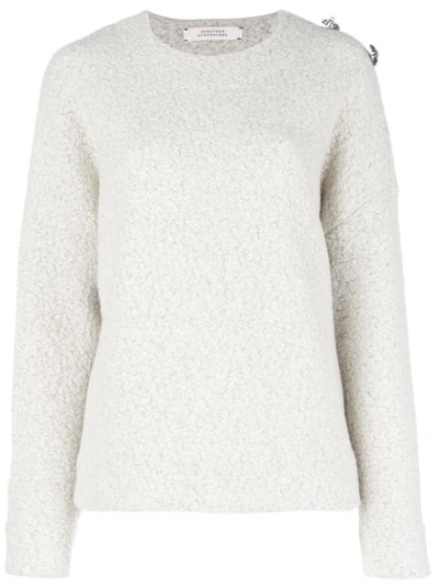 Dorothee Schumacher Brooch Embellished Drop-shoulder Sweater In Grey