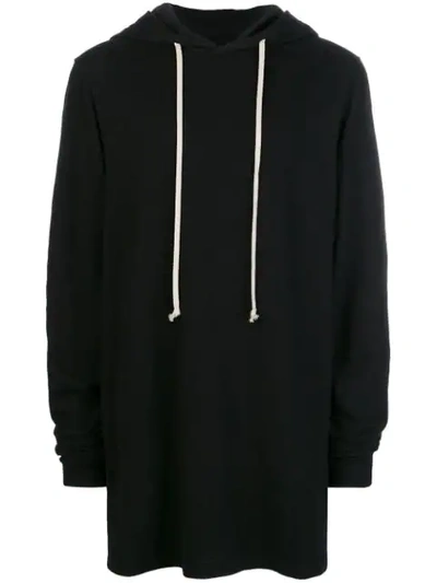 Rick Owens Drkshdw Longline Plain Hoodie - Black