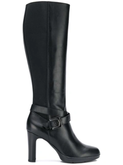 Geox Buckled Knee-length Boots In Black
