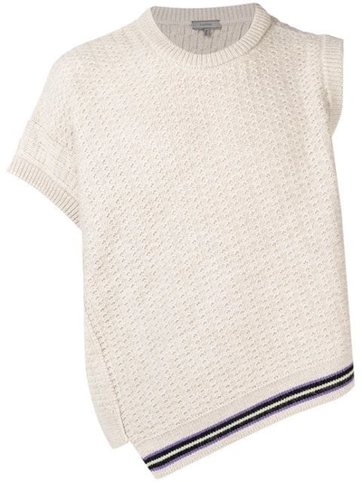 Lanvin Asymmetrical Wool Sleeveless Sweater In Beige