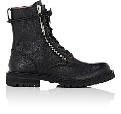 Dries Van Noten Men's Leather Side-zip Combat Boot, Black | ModeSens