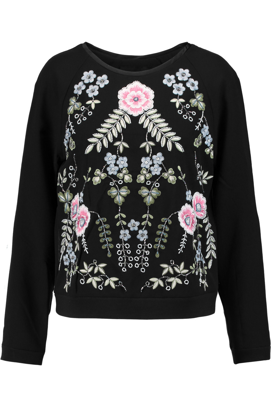 Needle & Thread Embellished Embroidered Crepe Sweatshirt | ModeSens