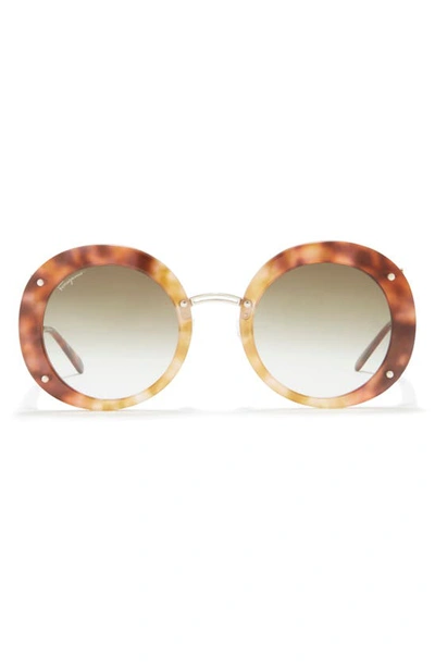 Ferragamo Salvatore  52mm Gancio Round Sunglasses In Tortoise Gradient