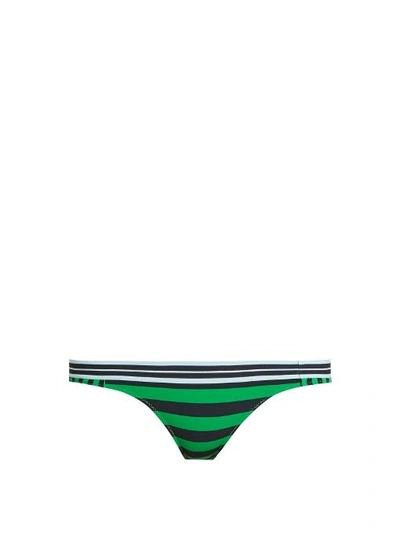 Stella Mccartney Woman Striped Low-rise Bikini Briefs Green