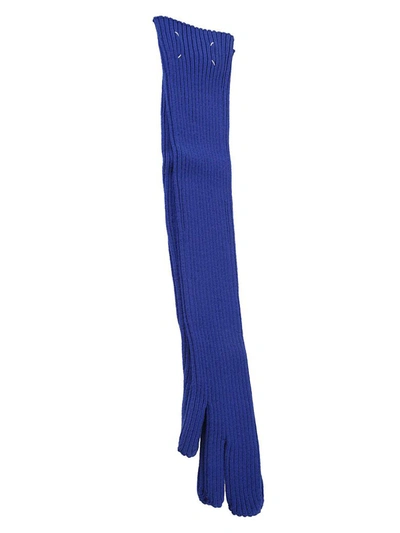 Maison Margiela Long Ribbed Gloves In Blue
