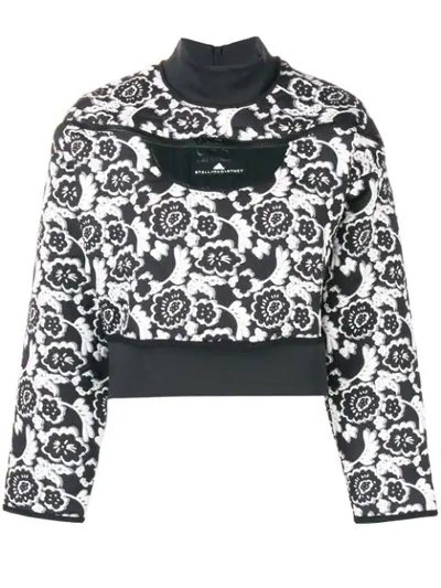 Adidas By Stella Mccartney Flower Print Logo Sweatshirt In Black