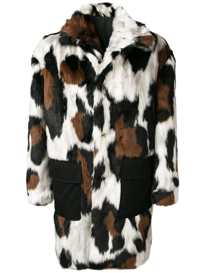 Kenzo Leopard Print Faux-fur Coat - White