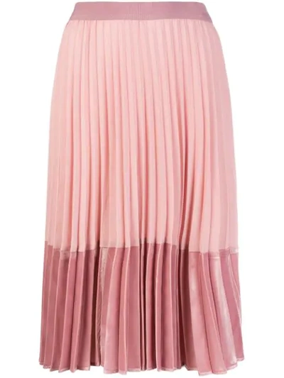 Pinko Impastatrice Pleated Crepe And Velvet Skirt In Pink