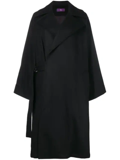 Y's Oversized Double Breasted Coat - Black