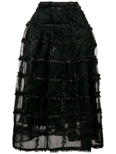 Simone Rocha Textured Check Midi Skirt In Black