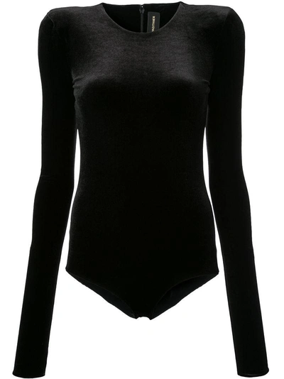 Alexandre Vauthier Velvet Bodysuit In Black