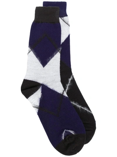 Sacai Rhomb Printed Socks - Blue