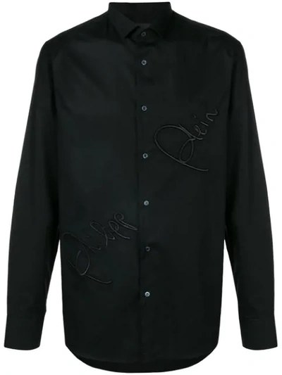Philipp Plein Embroidered Logo Shirt In Black