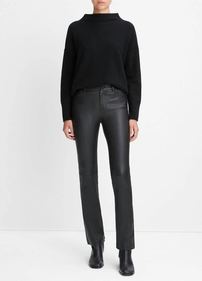 Vince Stretch Leather Boot-cut Pant In Black