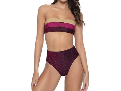 Pq Swim Hillary High Waisted Bikini Bottom In Garnet In Multi