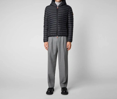 Save The Duck Men's Puffer Hoodie Coat In Black