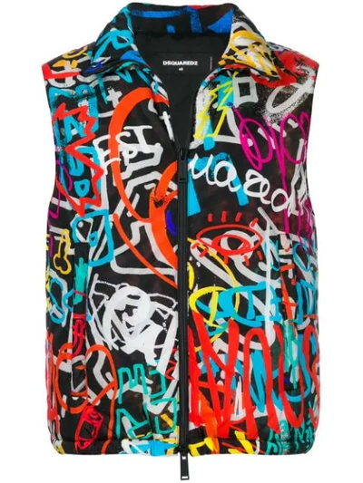 Dsquared2 Graffiti Print Gilet - Multicolour