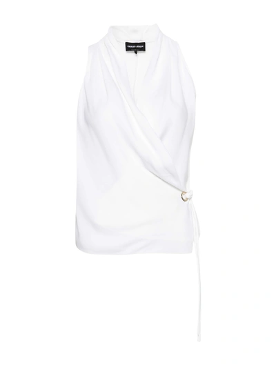 Giorgio Armani Draped Silk Blouse In White