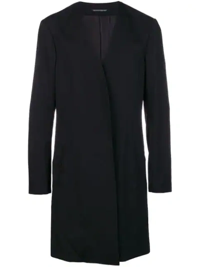 Yohji Yamamoto Collarless Coat In Black
