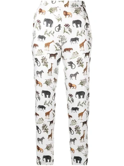 Victoria Beckham Cropped Safari Print Trousers - White