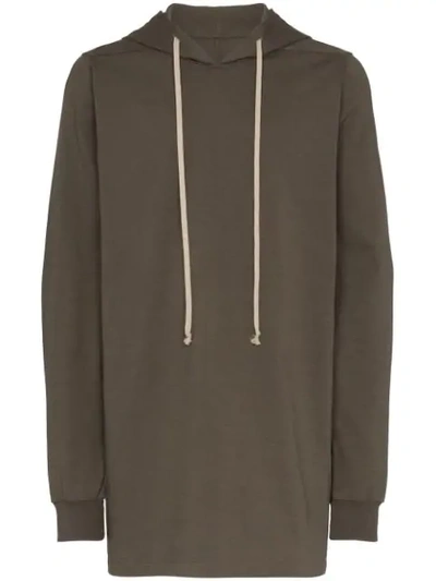 Rick Owens Dark Dust Drawstring Cotton Hoodie In 78 Dark Dust