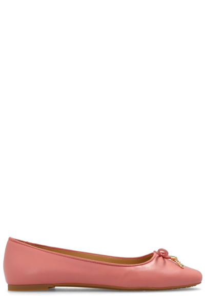 Michael Michael Kors Logo Charm Round Toe Flat Shoes In Pink