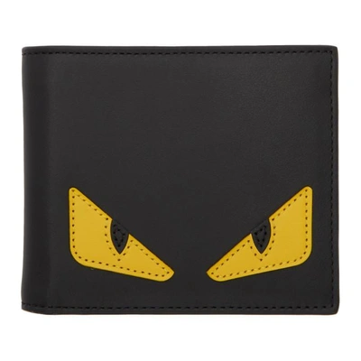 Fendi Black And Yellow Bag Bugs Wallet In F0u9t.blk.y