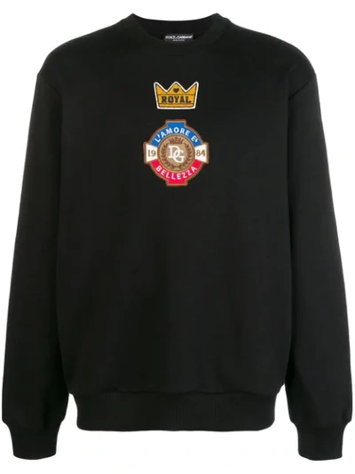 Dolce & Gabbana Cotton Sweatshirt With Patch In Black