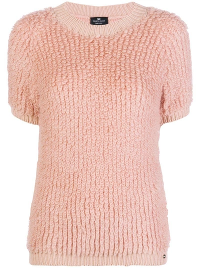Elisabetta Franchi Short Sleeve Sweater - Pink In Pink & Purple