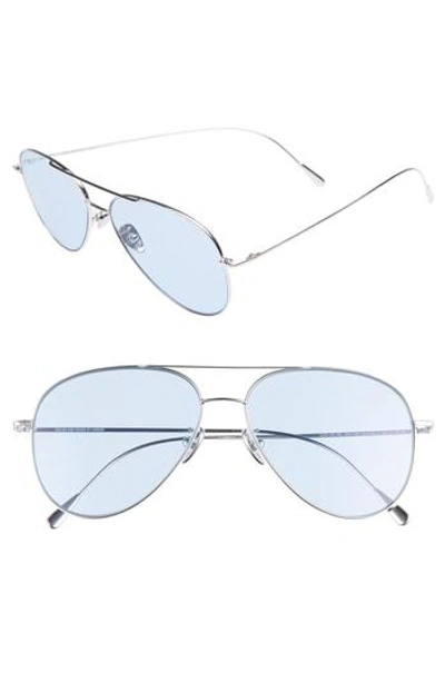 Cutler And Gross 58mm Polarized Aviator Sunglasses - Palladium/ Blue