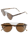 Cutler And Gross 50mm Polarized Round Sunglasses In Black And Camouflage/ Brown