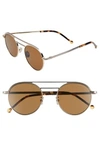 Cutler And Gross 50mm Polarized Round Sunglasses - Gold/ Brown