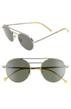 Cutler And Gross 50mm Polarized Round Sunglasses - Gold/ Dark Green