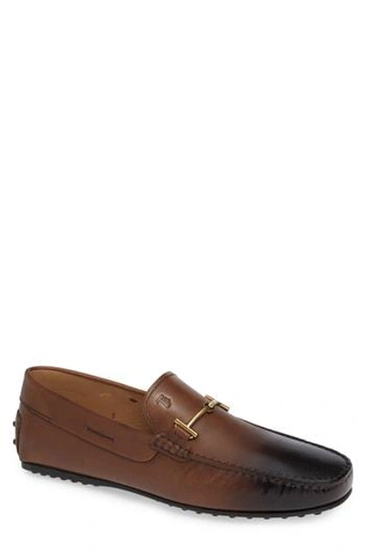 Tod's Doppia Bar Driver In Dark Brown