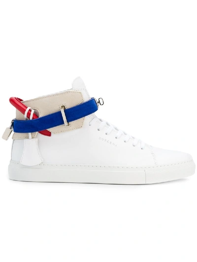 Buscemi Men's 100mm Leather Mid-top Sneakers In White/ White