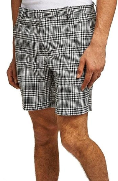 Topman Plaid Print Shorts In Grey Multi