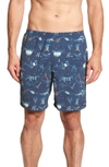 Patagonia Baggies 7-inch Swim Trunks In Fun Hogs/ Stone Blue