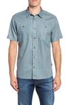 Patagonia 'back Step' Regular Fit Check Short Sleeve Sport Shirt In Windmills/ Shadow Blue